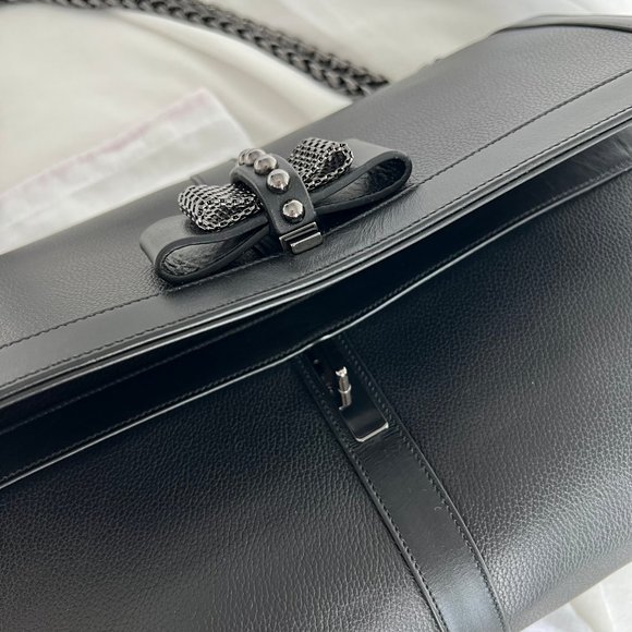 Christian Louboutin Sweet Charity Large Gaia Calf Leather Shoulder Bag Black - Picture 6 of 9